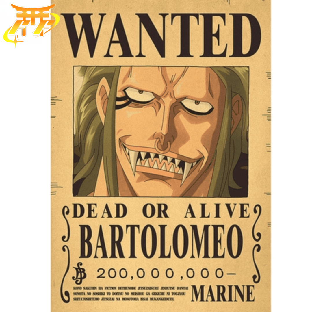 Bartolomeo "Wanted" Poster – One Piece™