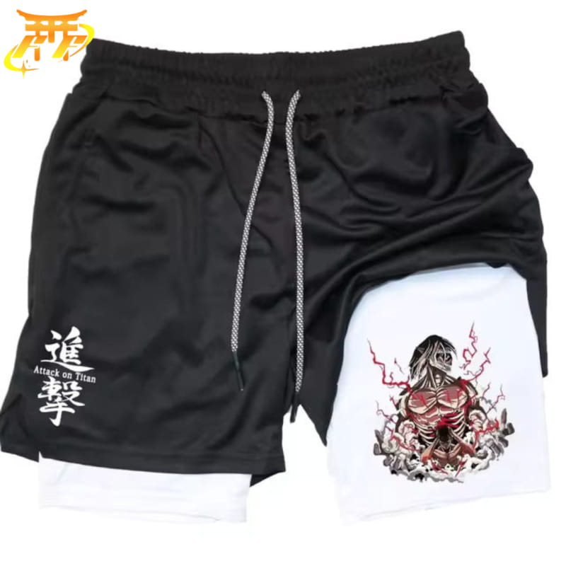 Eren "Attacktitanen" Svart och Vit Shorts – Attack on Titan™