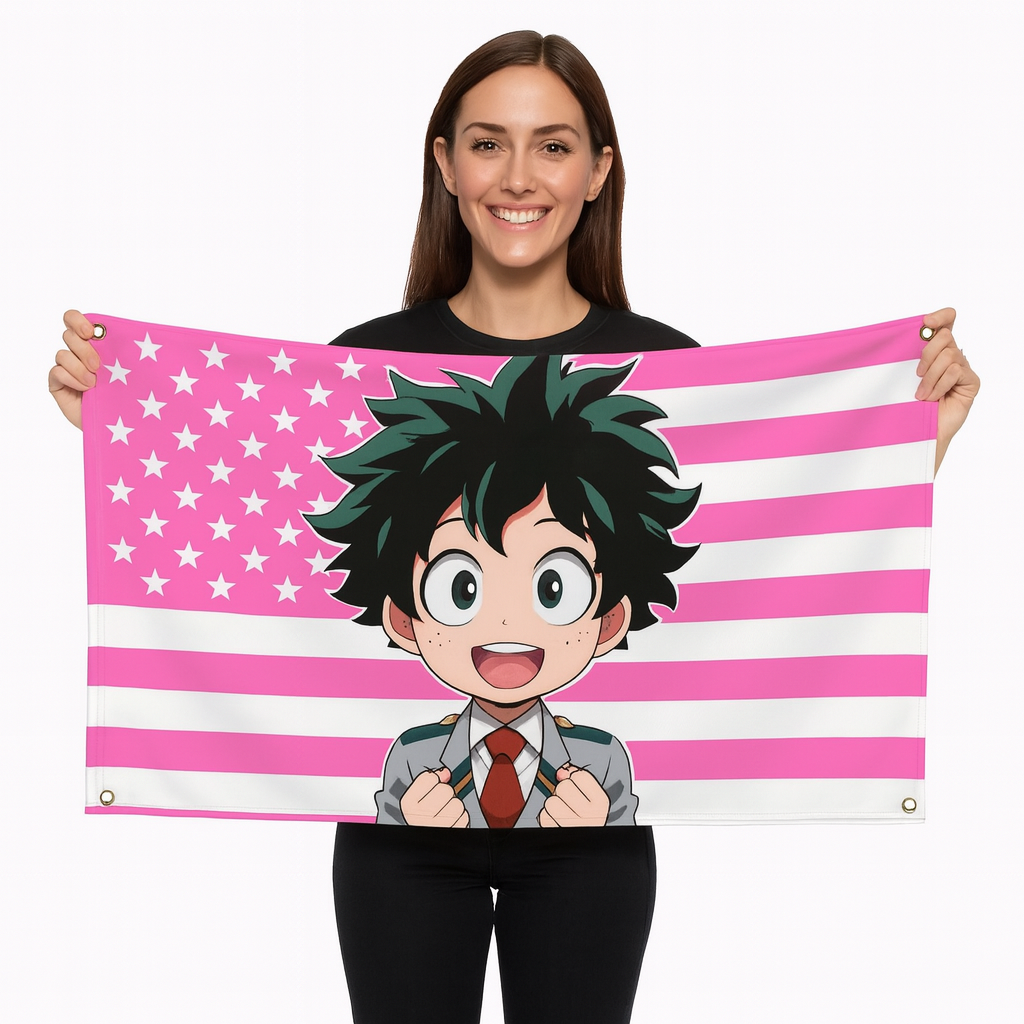 Izuku Midoriya Flagga ”Chibi-studentstil” – My Hero Academia™