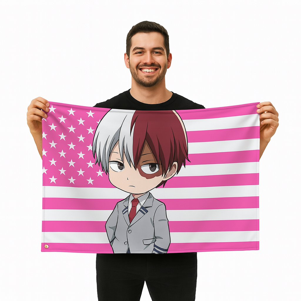 Shoto Todoroki Flagga ”Chibi-studentstil” – My Hero Academia™