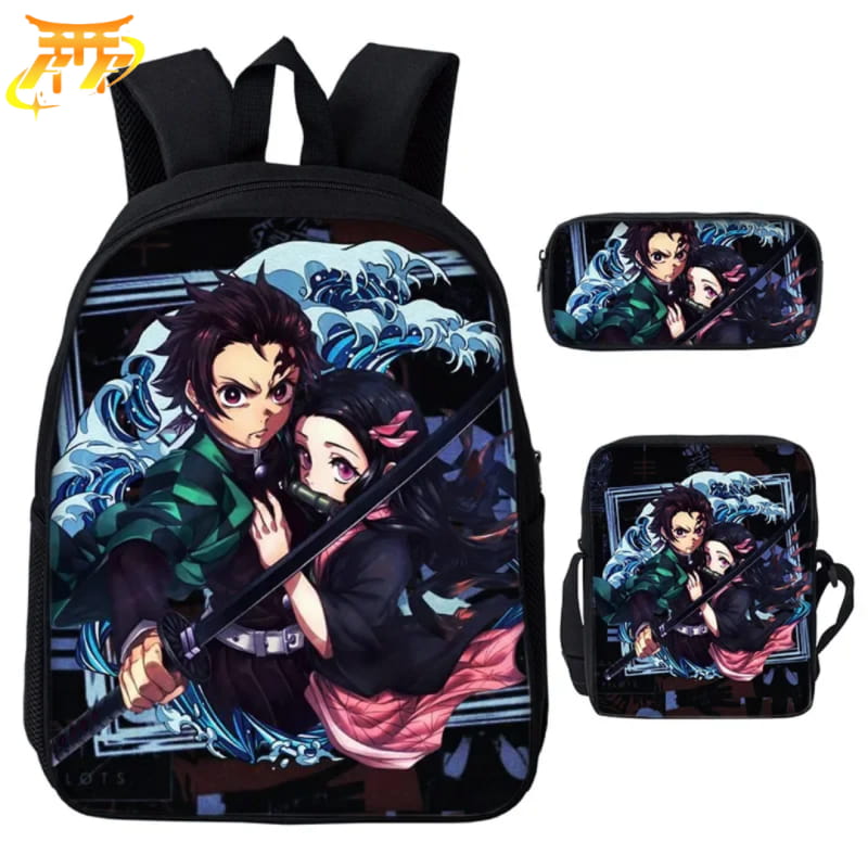 Tanjiro & Nezuko Ryggsäck med pennfodral och axelväska – Demon Slayer™