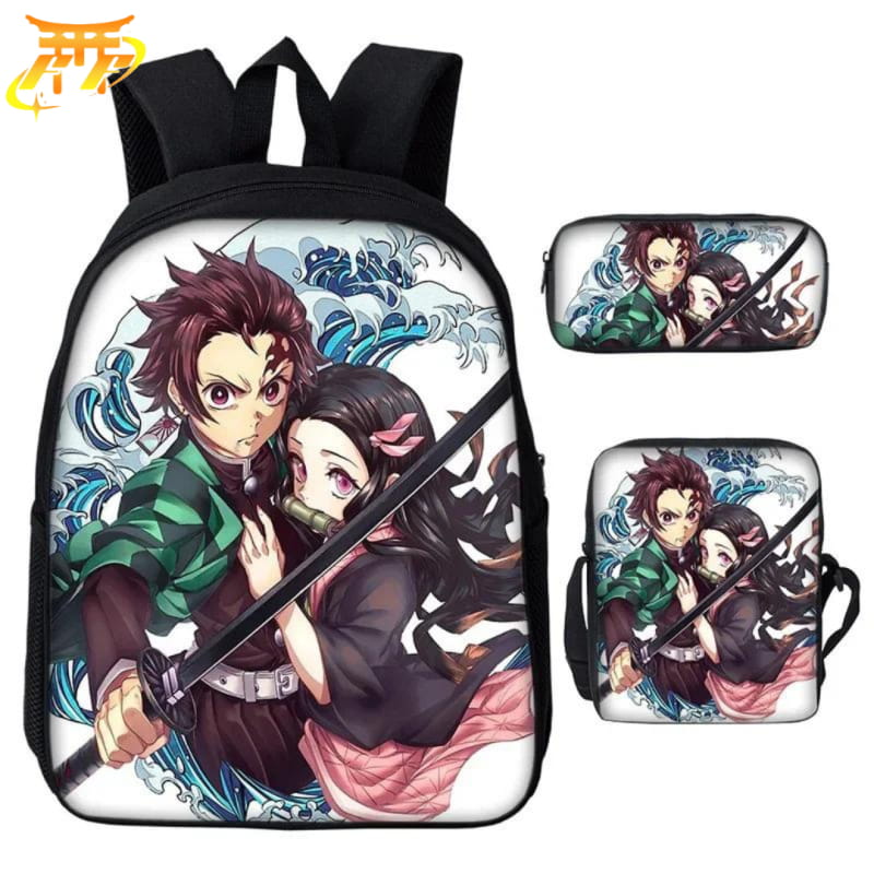 Tanjiro x Nezuko Kamado Demonjägare Ryggsäck med pennfodral och axelväska – Demon Slayer™