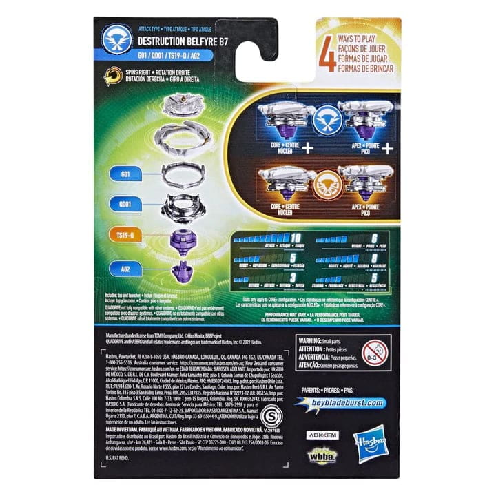Förstörelse Belfyre B7 Nexus-Q Revolve-Q+Quake-2 Snurrtopp - Beyblade Burst QuadDrive™