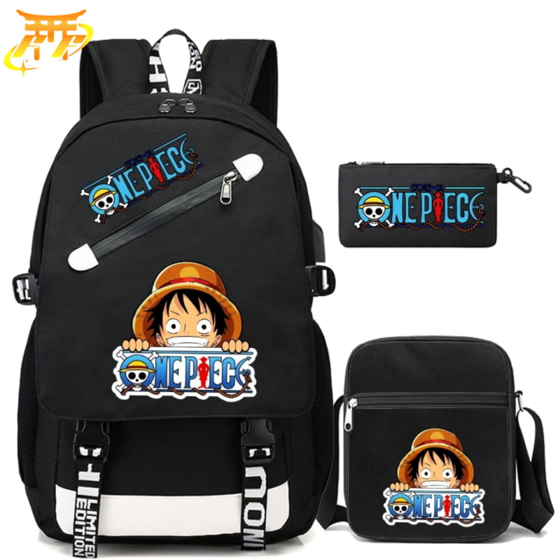 One Piece Logo ryggsäck med pennfodral och väska – One Piece™