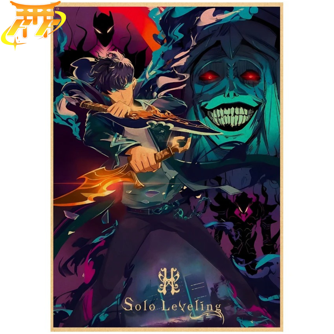 Sung Jinwoo "Strid mot De Dödas Kung" Poster – Solo Leveling™