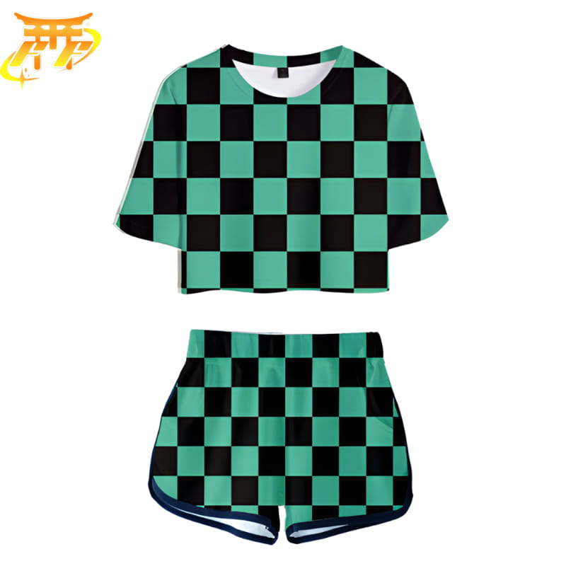 Tanjiro Dam Pyjamas grönrutig – Demon Slayer™